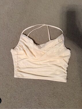 Women’s Blush Pink Ruched Spaghetti-Strap Crop Top